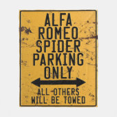 アルファロメオスパイダーパーキングのみ フリースブランケット (正面)