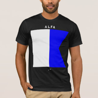 アルファ信号旗モールス符号海事デザイン Tシャツ