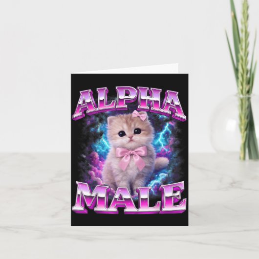 アルファ男性の猫 子猫 笑える猫好き 男性用 カード (正面)