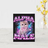 アルファ男性の猫 子猫 笑える猫好き 男性用 カード (黄色い花)