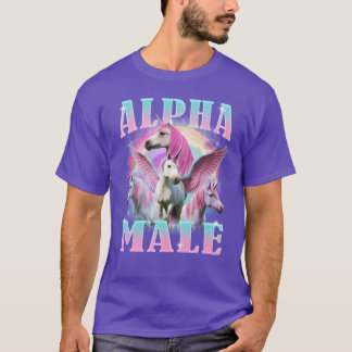 アルファ男性ユニコーンおもしろミーム ガール Tシャツ