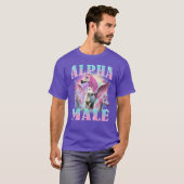 アルファ男性ユニコーンおもしろミーム ガール Tシャツ (正面フル)