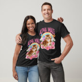 アルファ男性 おもしろ猫 子猫 虹 フローラル Tシャツ (ユニセックス)