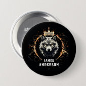 アルファ・ウルフ。ボタンに文字または名前を追加 缶バッジ (正面&裏面)