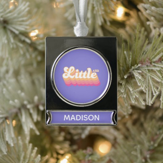 アルファ·カイ·オメガ|リトル シルバープレートバナーオーナメント (ツリー)