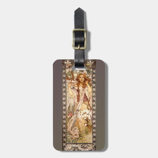 アルフォンスミュシャのマウデ・アダムスをダルクのジョアンとして ラゲッジタグ (正面縦)