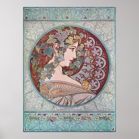 アルフォンスミュシャアイビーアールヌーボーポスタープリント ポスター (正面)