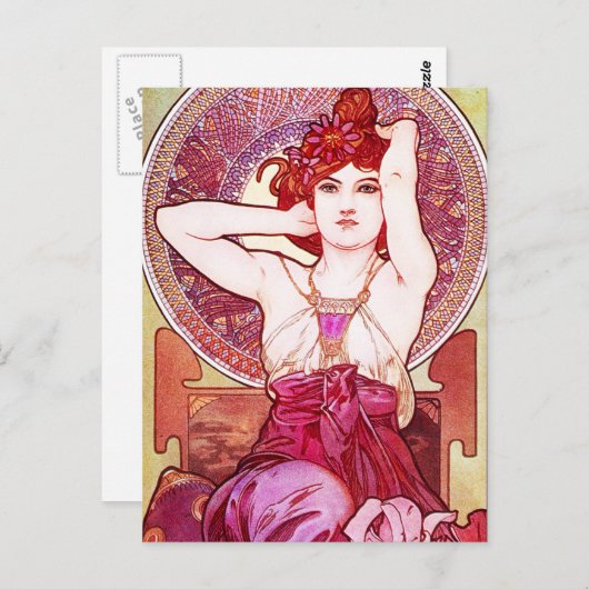 アルフォンスミュシャアメジストはがき ポストカード (正面/裏面)