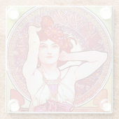 アルフォンスミュシャアメジストフローラヴィンテージアールヌーボー ガラスコースター (裏面)