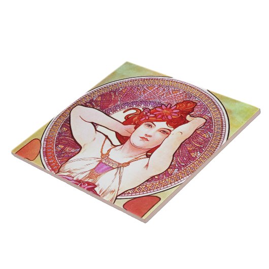 アルフォンスミュシャアメジストフローラヴィンテージアールヌーボー タイル (側面)