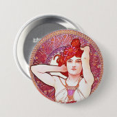 アルフォンスミュシャアメジストフローラヴィンテージアールヌーボー 缶バッジ (正面&裏面)