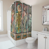 アルフォンスミュシャアート，アールヌーボー,ヴィンテージ，女性，be シャワーカーテン (インサイチュ)