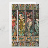 アルフォンスミュシャアート,アールヌーボー,ヴィンテージ,女性,be 便箋 (正面/裏面)