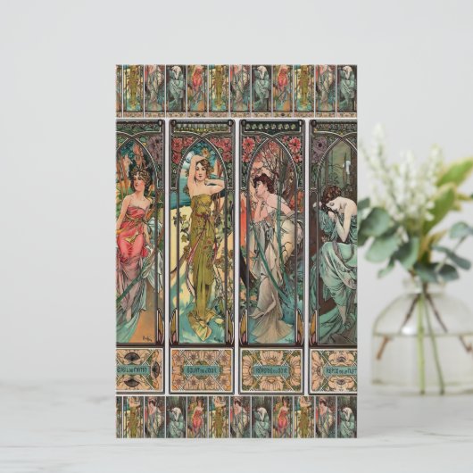 アルフォンスミュシャアート,アールヌーボー,ヴィンテージ,女性,be 便箋 (スタンド正面)