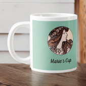 アルフォンスミュシャアールヌーボーウィメンズウィズウィズフラワーズ ジャンボコーヒーマグカップ