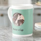 アルフォンスミュシャアールヌーボーウィメンズウィズウィズフラワーズ ボーンチャイナマグカップ