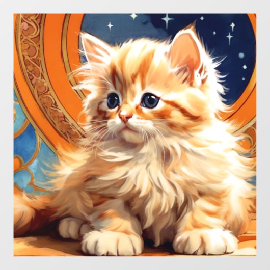 アルフォンスミュシャアールヌーボーオレンジキャット ウィンドウサイン (シート)