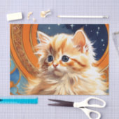 アルフォンスミュシャアールヌーボーオレンジキャット 薄葉紙 (クラフト)