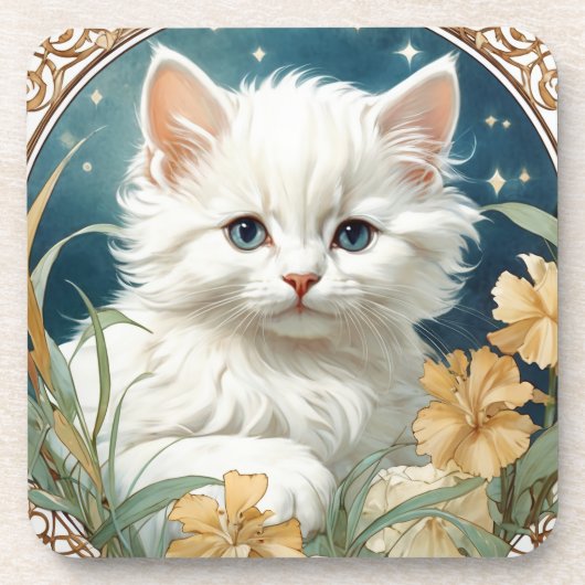 アルフォンスミュシャアールヌーボーキッテン コースター (正面)