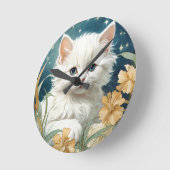 アルフォンスミュシャアールヌーボーキッテン ラウンド壁時計 (傾斜)