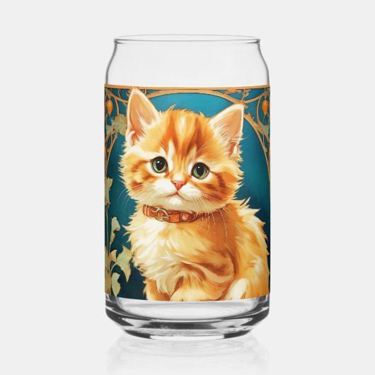 アルフォンスミュシャアールヌーボーキャット ガラス缶 (正面)