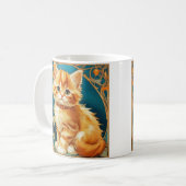 アルフォンスミュシャアールヌーボーキャット コーヒーマグカップ (正面左)