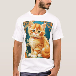 アルフォンスミュシャアールヌーボーキャット Tシャツ