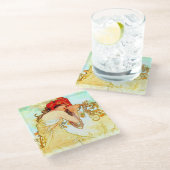 アルフォンスミュシャアールヌーボーサマー ガラスコースター (アングル)