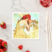 アルフォンスミュシャアールヌーボーサマー スタンダードカクテルナプキン (インサイチュ)