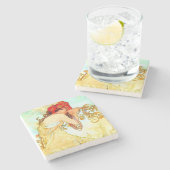 アルフォンスミュシャアールヌーボーサマー ストーンコースター (横)