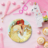 アルフォンスミュシャアールヌーボーサマー ペーパープレート (パーティー)