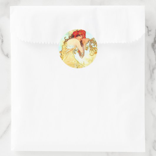 アルフォンスミュシャアールヌーボーサマー ラウンドシール (バッグ)