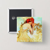 アルフォンスミュシャアールヌーボーサマー 缶バッジ (正面&裏面)