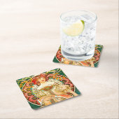 アルフォンスミュシャアールヌーボーデイドリーム スクエアペーパーコースター (インサイチュ)