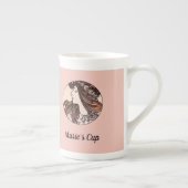 アルフォンスミュシャアールヌーボーピンクの花を持つ女性 ボーンチャイナマグカップ (右)