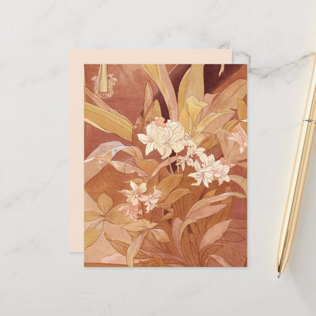 アルフォンスミュシャアールヌーボーフローラ詳細 (正面/裏面インサイチュ)