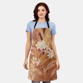 アルフォンスミュシャアールヌーボーフローラ詳細 エプロン (着用した状態)