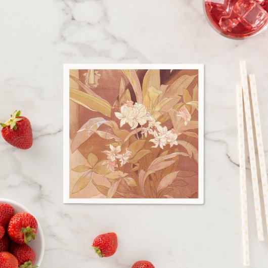 アルフォンスミュシャアールヌーボーフローラ詳細 スタンダードカクテルナプキン (インサイチュ)