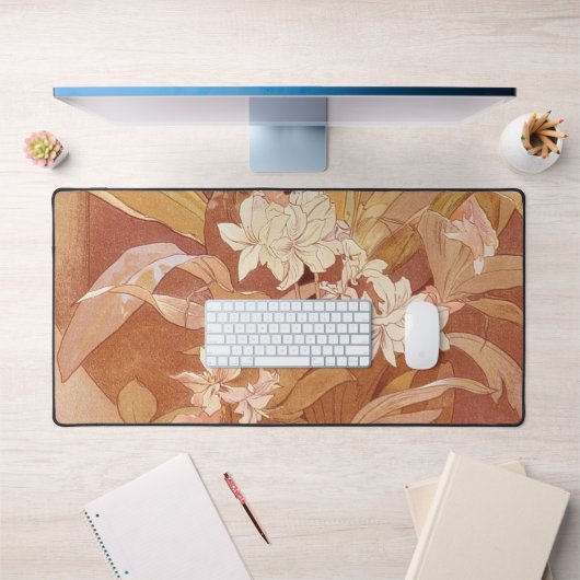 アルフォンスミュシャアールヌーボーフローラ詳細 デスクマット (オフィス1)