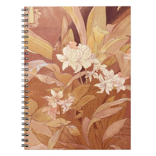 アルフォンスミュシャアールヌーボーフローラ詳細 ノートブック (正面)