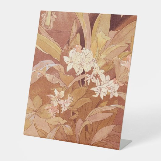 アルフォンスミュシャアールヌーボーフローラ詳細 台座サイン (正面)