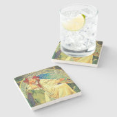 アルフォンスミュシャアールヌーボープリンセスヒヤシンス ストーンコースター (横)