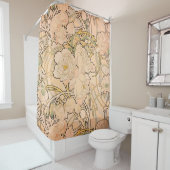 アルフォンスミュシャアールヌーボーペオニー シャワーカーテン (インサイチュ)