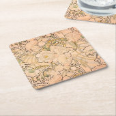 アルフォンスミュシャアールヌーボーペオニー スクエアペーパーコースター (アングル)