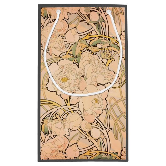 アルフォンスミュシャアールヌーボーペオニー スモールペーパーバッグ (裏面)