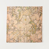 アルフォンスミュシャアールヌーボーペオニー タペストリー (正面(横))