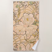 アルフォンスミュシャアールヌーボーペオニー ビーチタオル (正面)