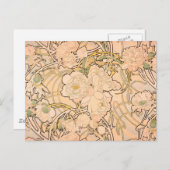 アルフォンスミュシャアールヌーボーペオニー ポストカード (正面/裏面)