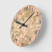 アルフォンスミュシャアールヌーボーペオニー ラウンド壁時計 (傾斜)