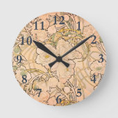 アルフォンスミュシャアールヌーボーペオニー ラウンド壁時計 (正面)